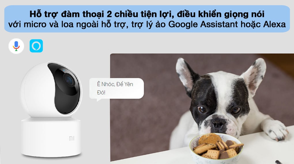 Camera Xiaomi tích hợp âm thanh 2 chiều để đàm thoại dễ dàng khi kết nối với điện thoại thông minh